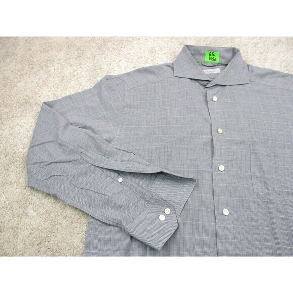 Eton Shirt Adult Medium Slim 39 15 1/2 Gray Plaid Long Sleeve Button Up Mens - Picture 3 of 11